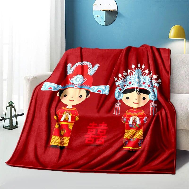 Китайское свадебное плюшевое покрывало с героями мультфильмов, тонкие одеяла для пикника, современное фланелевое одеяло Gedruckt Bettdecke Geschenk