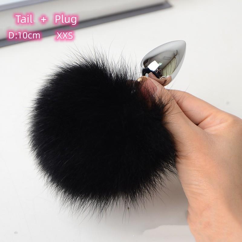 Настоящие волосы, кроличий хвост, анальные секс-игрушки с отделяемой металлической анальной пробкой Anue для пары, флирта, очаровательные косплей-игры, эротические