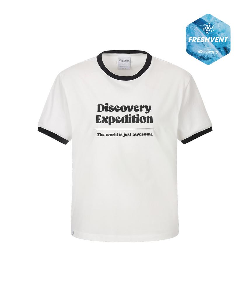 Женская футболка с надписью Freshvent, полуоблегающая, в стиле рингер, DISCOVERY EXPEDITION (белый)