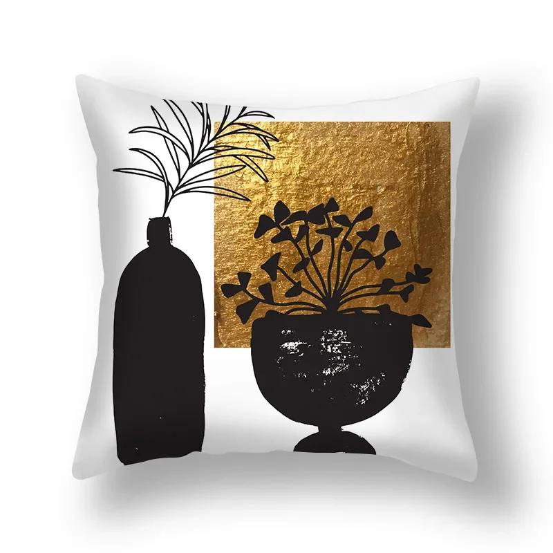 Ginkgo Leaves Pillows Case Home Decorative Cushion Cover Golden Polyester Print Pillowcase Car Sofa Pillow Case Home Decor 45*45