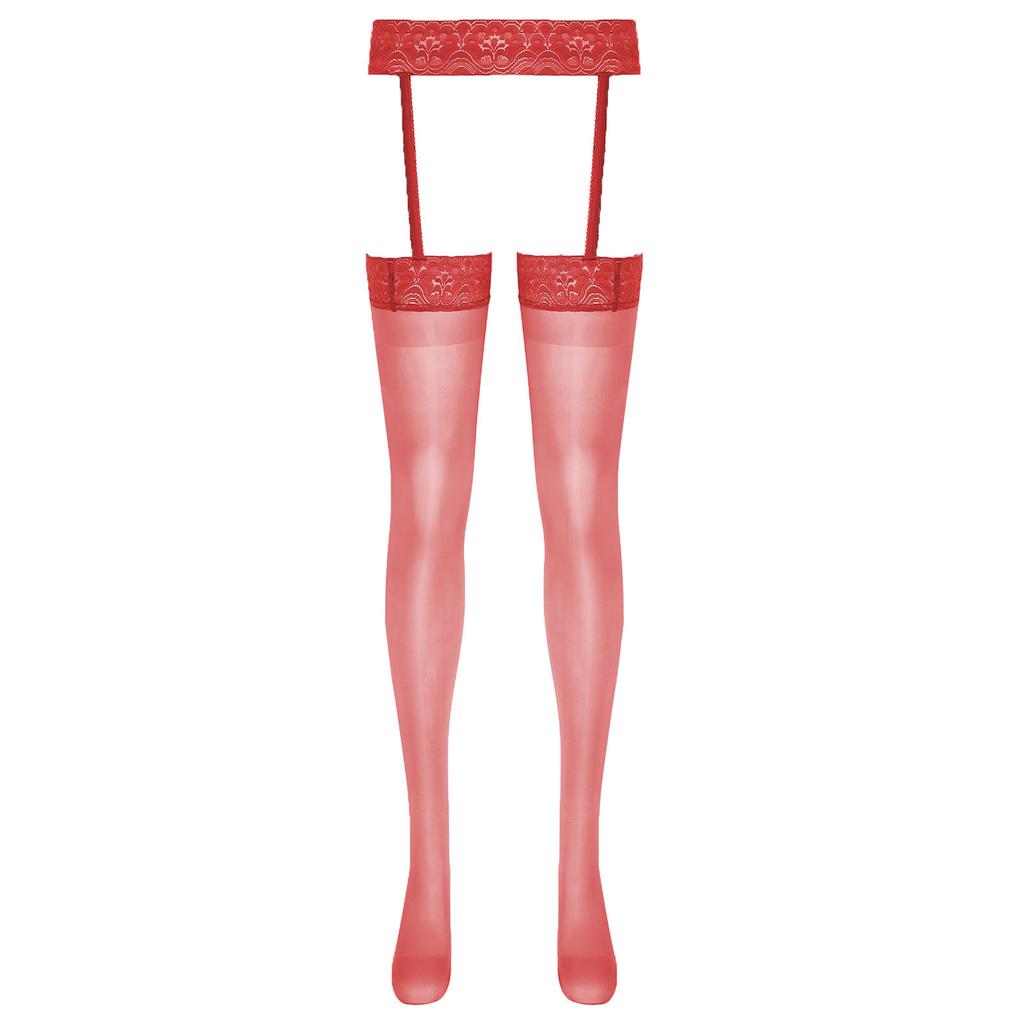 Womens Floral Lace Garter Belt Sheer Stockings One-Piece Tights Cutout Pantyhose