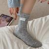 Шерстяные носки до середины икры для осени и зимы, нежные, легкие и теплые. Бахромчатая тканевая этикетка, милая и универсальная. Флисовые и Утепленные Носки для Женщин