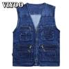 Outdoor Vintage Oversized Plus Size V-Neck Classic Retro Denim Summer Work Vests Mens Overalls Man Working Coat Sleeveless Jacket For Men
