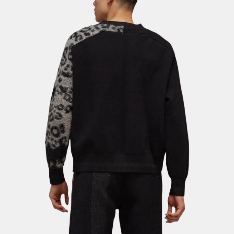 Y-3 Осень/Зима 22 Трикотажный свитер с круглым вырезом и логотипом, мужской свитер, черный HN1977