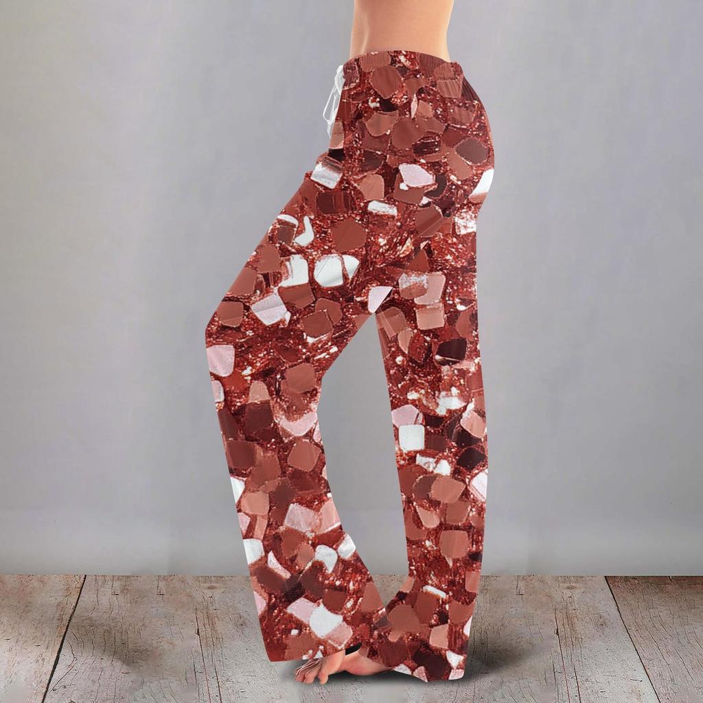 Женские милые брюки с цветочным принтом на завязках, повседневные пижамные брюки