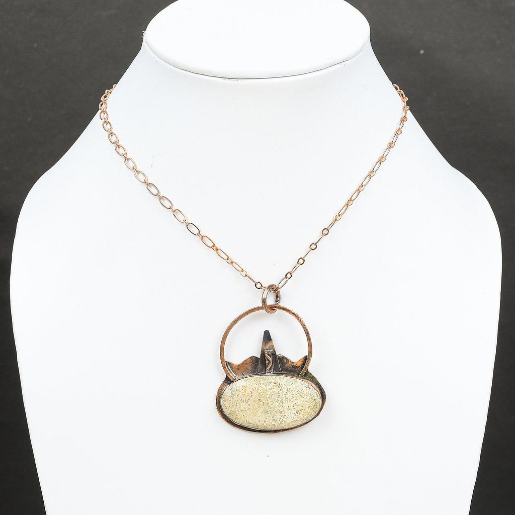 Подвеска из ископаемого коралла, медная подвеска, подвеска из драгоценного камня, ювелирные изделия ручной работы, новейший дизайн, подвеска из меди, подарок для него, ювелирные изделия из ископаемого коралла