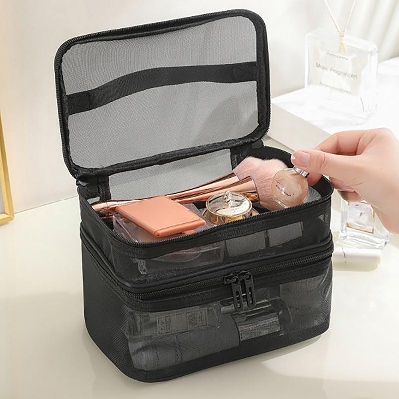 1 шт. сетчатая косметичка, сетчатая косметичка для офиса, дорожные сумки для хранения, двухслойные косметички