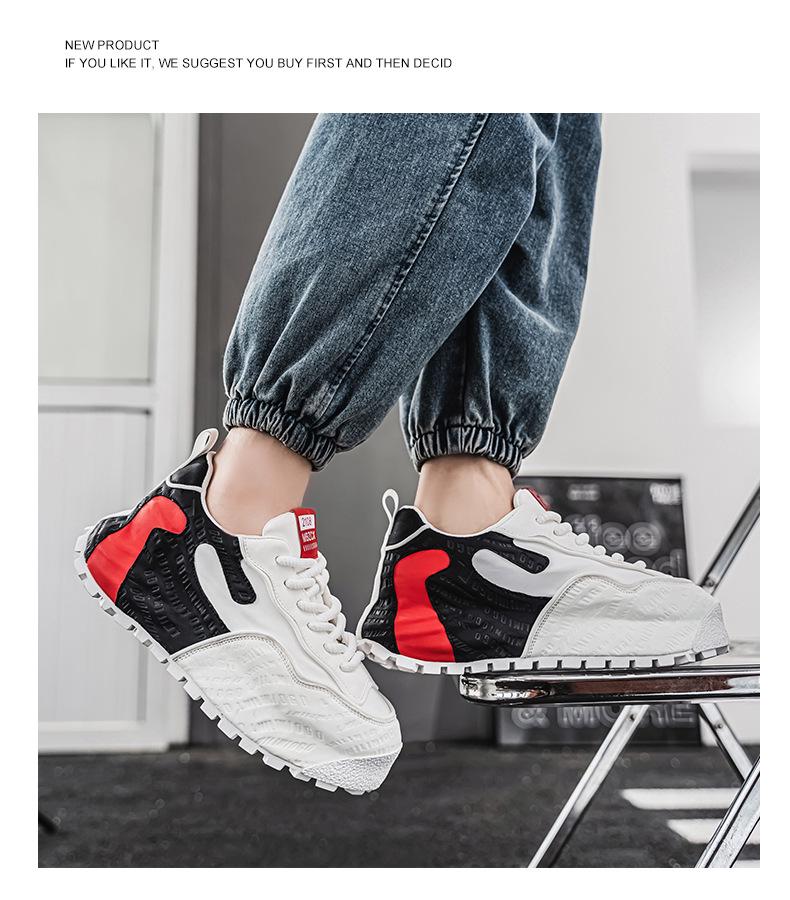 Мужские модные кроссовки в стиле 'Dad Shoes' из тисненой кожи с толстой амортизирующей подошвой на весну 2025 года