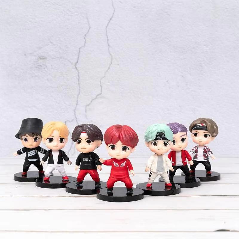 7 шт./комплект Группа Bangtan Boys РМ Джин Шуга Джей-Хоуп Чимин Ви Чонгук Модель куклы Игрушка Фигурка Звезда Идол Милый Подарок для детей Армии