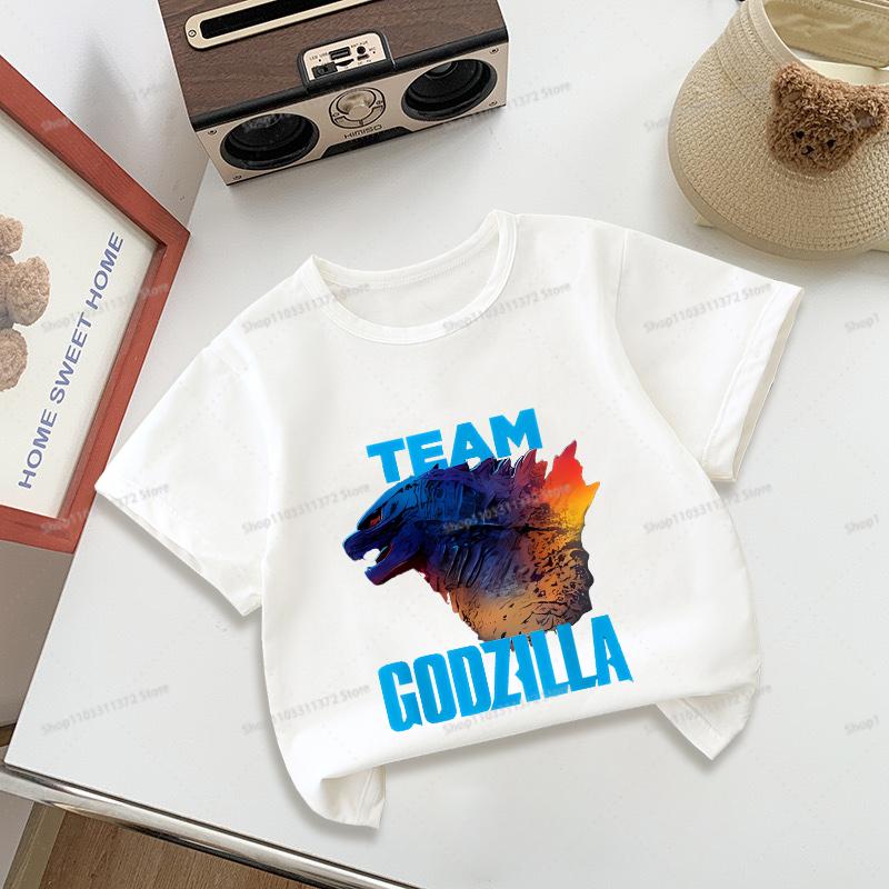 Godzillas Tshirt Round Neck Short Sleeve Sportwear Fashion Summer Boys Girls Clothes Birthday Tops Hip Hop Outdoor Wear Gifts