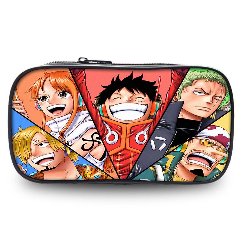 Stylish One Piece Student Pencil Case With Luffy And Zoro Skill Print Oxford Material