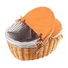 Woven Picnic Basket Durable Portable Wicker Hand Basket Rustic Fruit Basket with Lid for Outdoor
