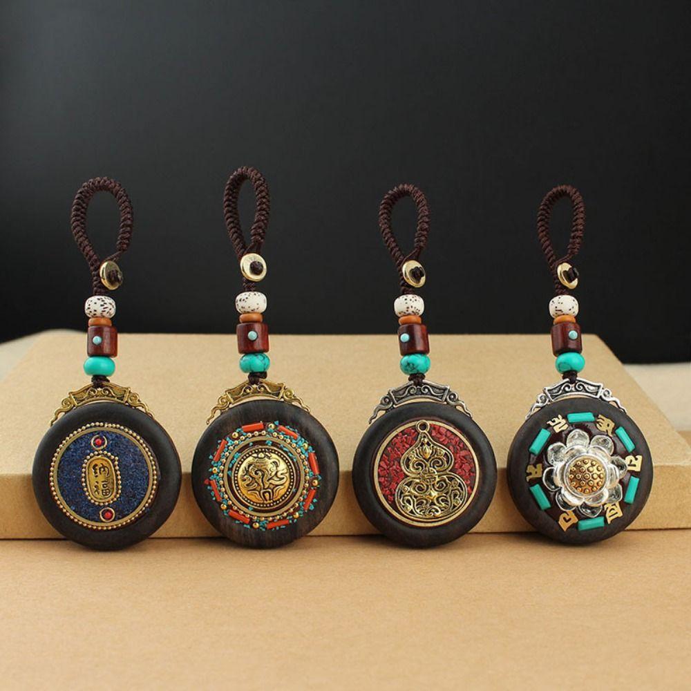 Retro Ebony Wood Car Keychain Nepal Bag Hanging Accessories Delicate Mobile Phone Pendant  Women