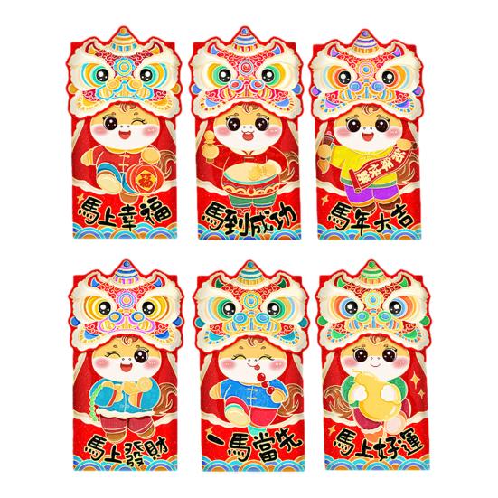 6 шт. красных конвертов год Лошади большого размера из утолщенной мелованной бумаги яркого цвета мешочки для счастливых денег новогодние подарки