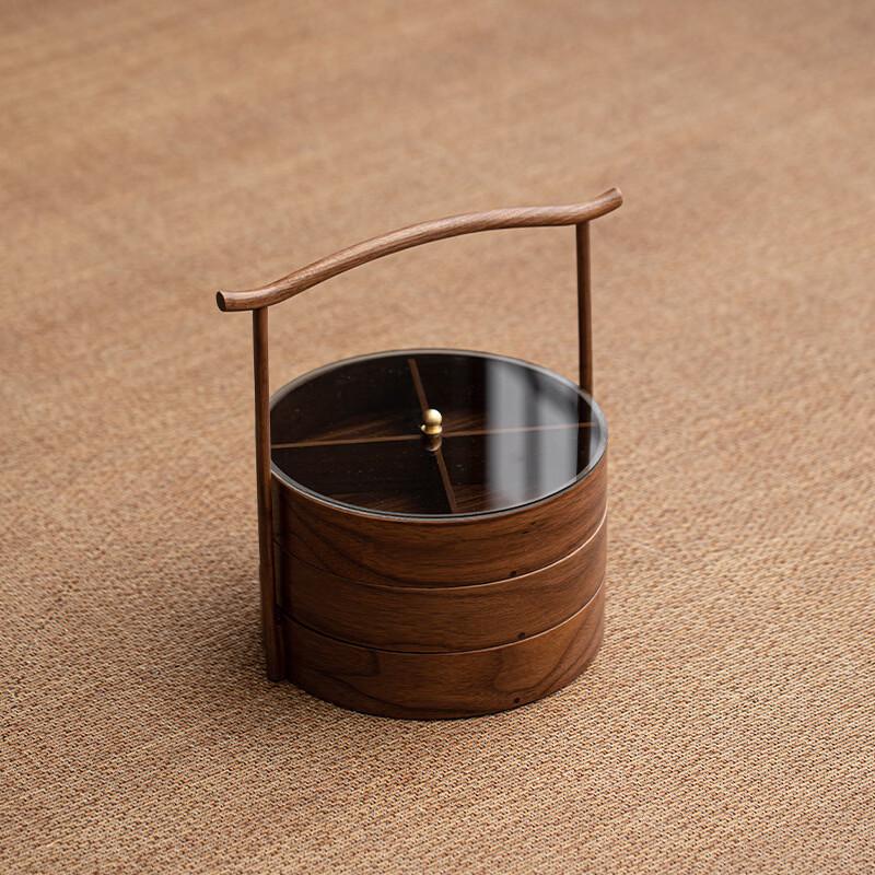 North American Black Walnut Three-Tier Food Container