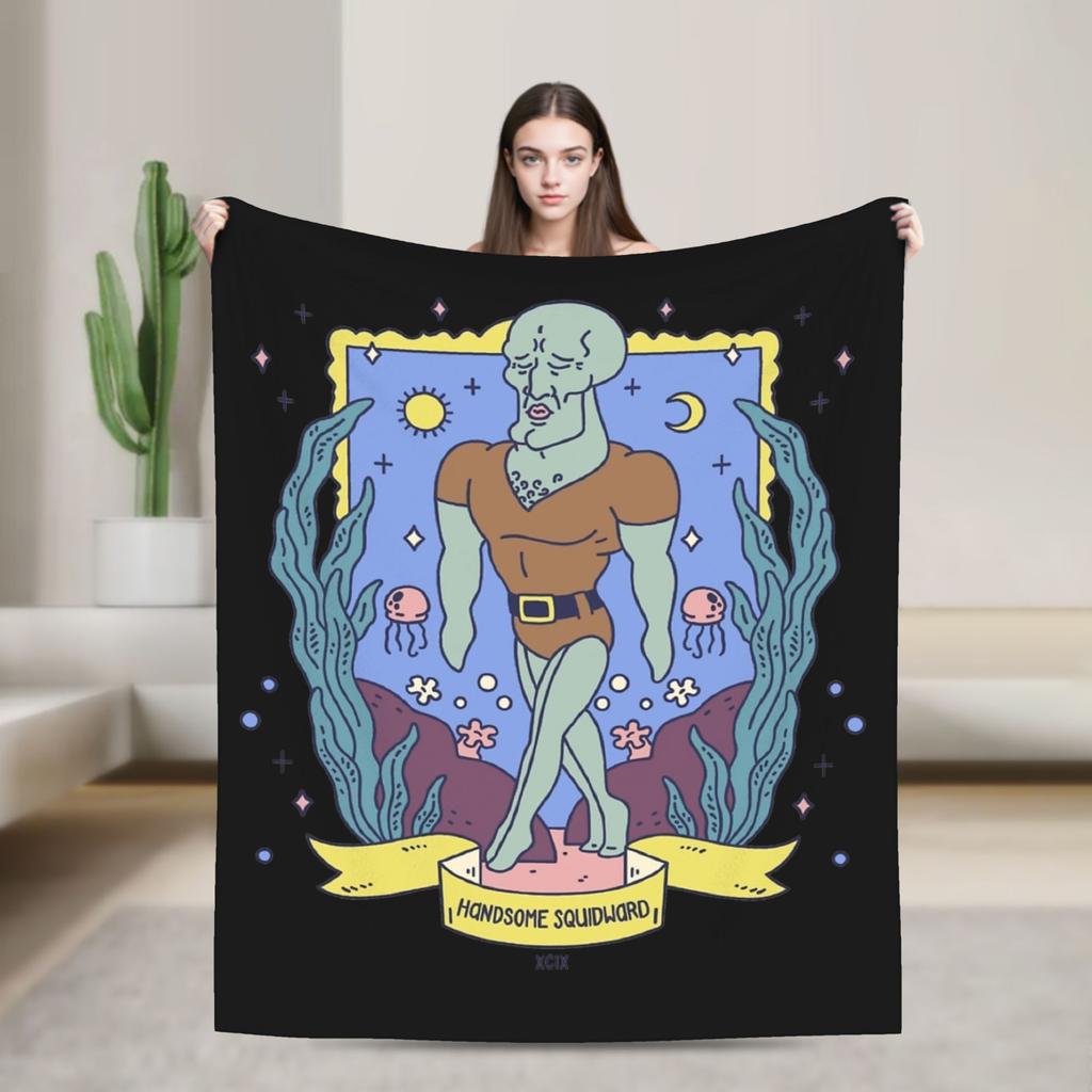 Alastor Hazbins Hotels Characters Blanket Flannel Spring Autumn Radio Demon Portable Throw Blanket for Home Office Bedspread