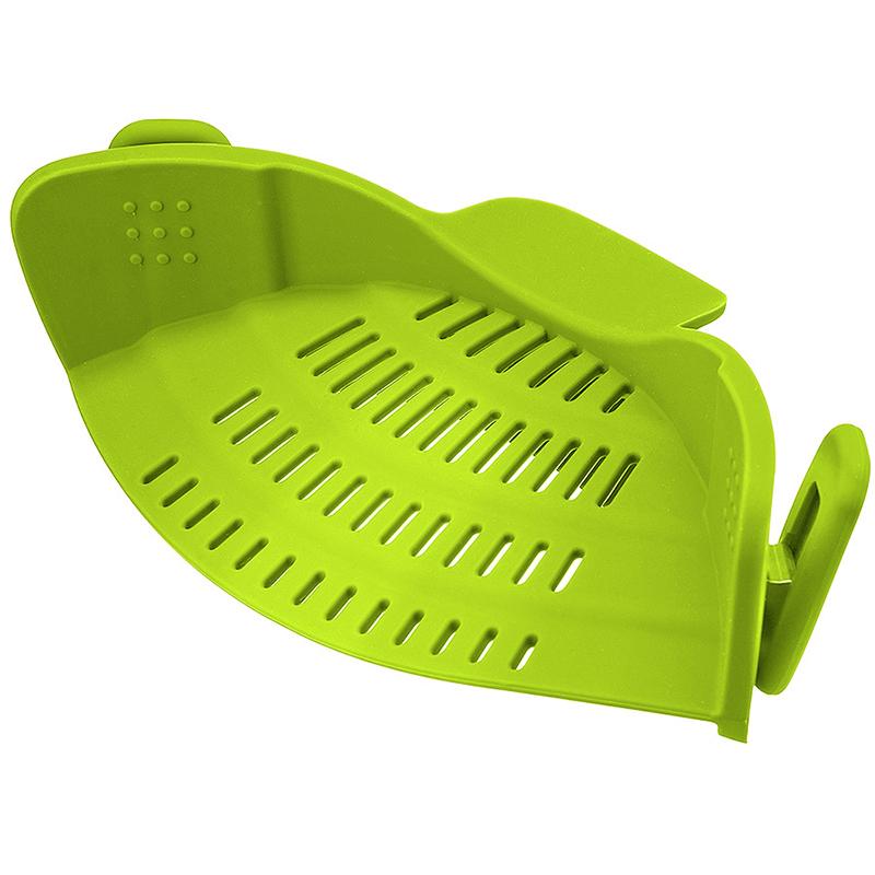 Silicone Kitchen Strainer Clip Pan Drain Rack Bowl Funnel Rice Pasta Vegetable Washing Colander Draining Excess Liquid Univers