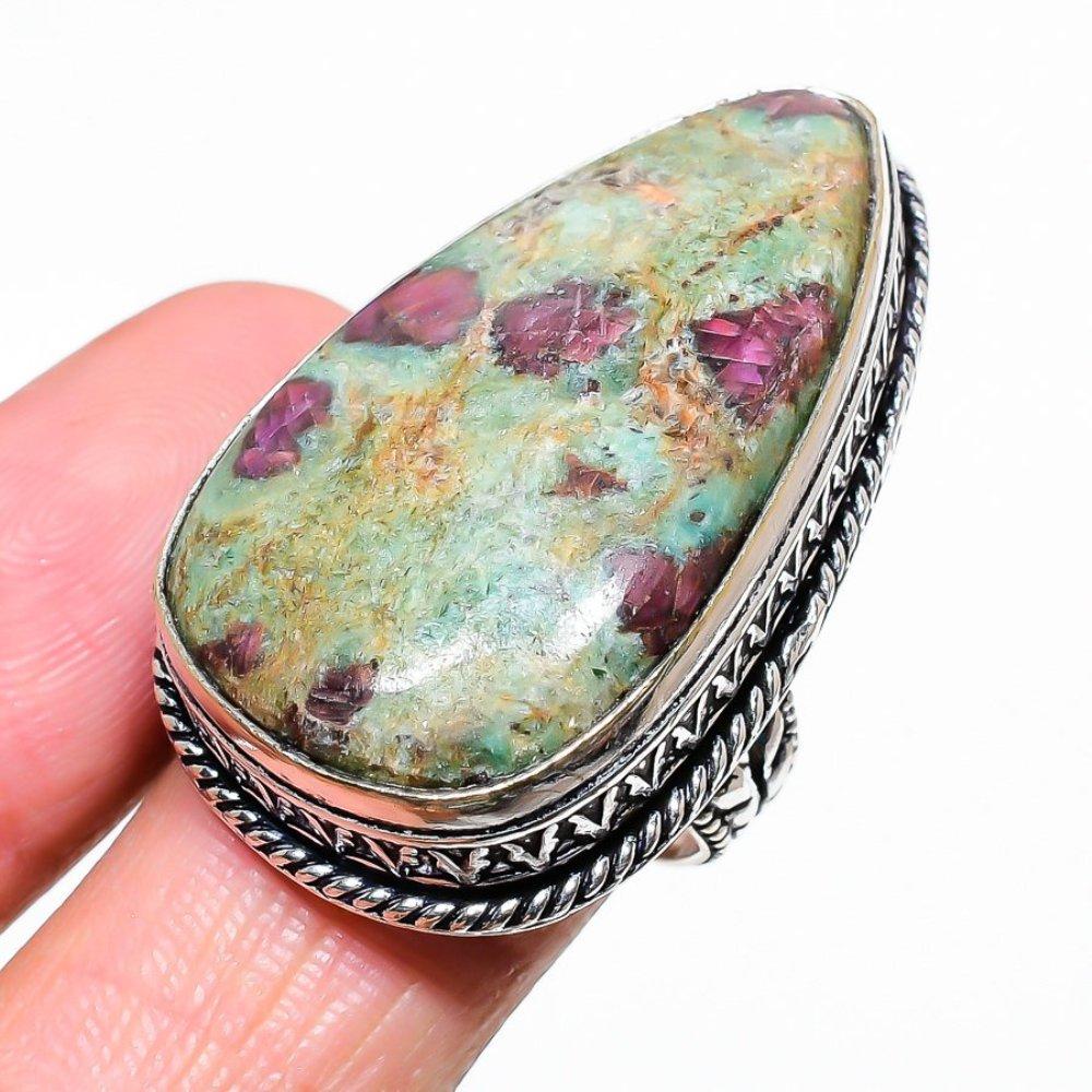 Кольцо из стерлингового серебра 925 пробы с рубиновым фукситом, созданное в лаборатории вручную, размер 6 V7L58