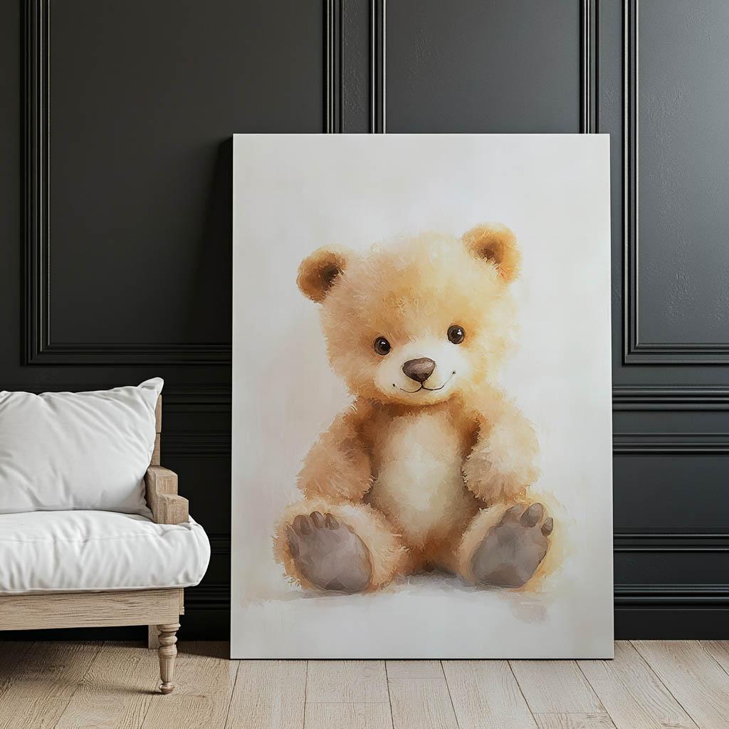 Pluszowy Uroczy Miś Pluszowy Uroczy Miś, 70X100 Cm, Rama Drewniana Jasny Dąb, Papier Matowy 230 Gsm