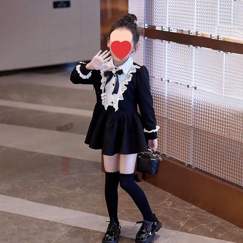 Girls' Lace Bow Princess Dress – College Style Spring/Autumn Fashion