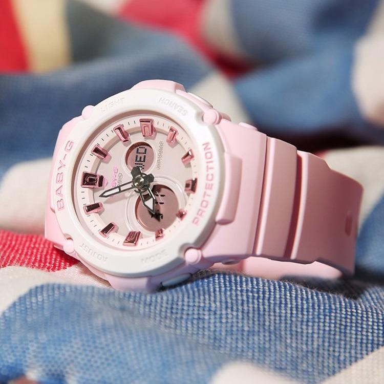 Casio Baby-G Летние цвета мороженого Водонепроницаемые Ударопрочные Спортивные кварцевые часы Женские часы Розовые BGA-270-4A