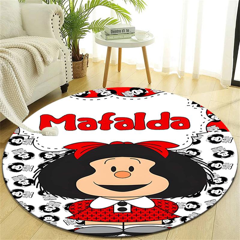 1pc Mafalda1 Design Printed Area Round Carpet for Bedroom Living Room Home Decor Rugs Mat Non Slip Mat Rug for Bedside