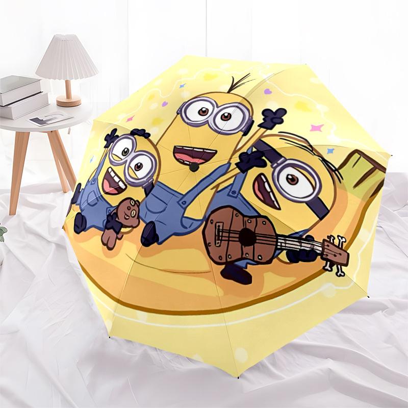 1 шт. Зонт-трость Minions, музыкальный, с автоматическим открытием/закрытием, складной, ветрозащитный, 8 спиц, легкий, для путешествий, для женщин/мужчин, a0903203