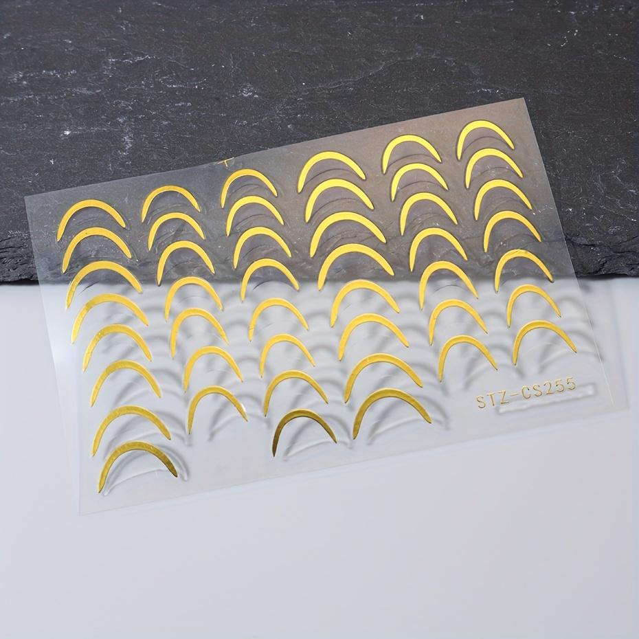 3D Металлические наклейки для ногтей с французским кончиком серебряного и золотого цвета для DIY маникюрного искусства