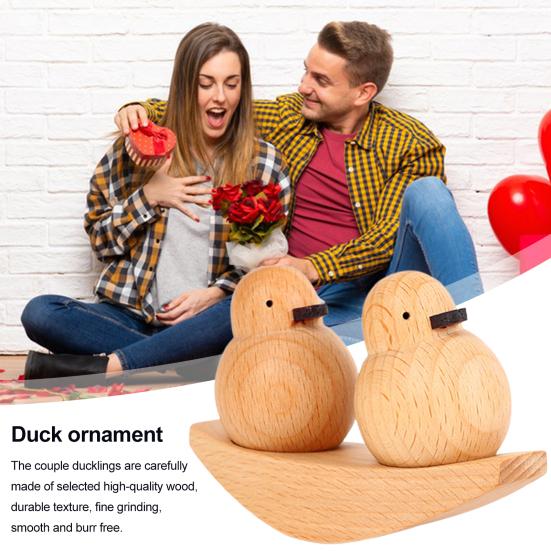 Деревянная пара Утка Украшение Настольный Декор Фигурка Утки Приборная Панель Автомобиля Украшение Утка Любовь