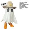 White Ghost Decoration Halloween Cowboy Statue, Spooky Resin Figurine, Western Tabletop Decor Sculpture with Boot And Hat for Mantel, Tiered