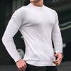 Men Spring Top 3D Checked Texture O Neck Slim Fit Long Sleeve Bottoming Clothes Solid Color Stretchy Pullover T-shirt