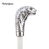 White Metal Snake Cobra Head Wooden Fashion Stick Decorative Cospaly Party Wood Walking Cane Halloween Mace Wand Crosier 93cm