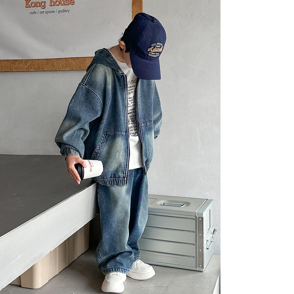 Boys Spring Denim Suit Big Children's Spring Jacket Two-piece Boy Spring and Autumn Clothing Suit