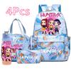 4Pcs/set K-Pop Printed Backpack Handbag Pencil Case with 750Ml Water Bottler for Teenager Boy Girl Schoolbag Large Capacity Bookbag Kid Gift Mochila