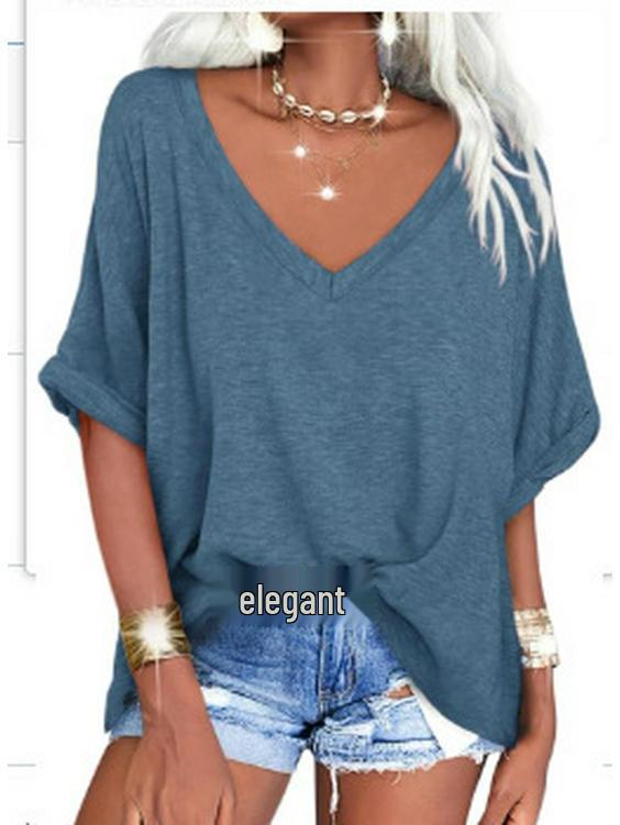 2024 Европейская и американская женская повседневная футболка большого размера с коротким рукавом свободного кроя