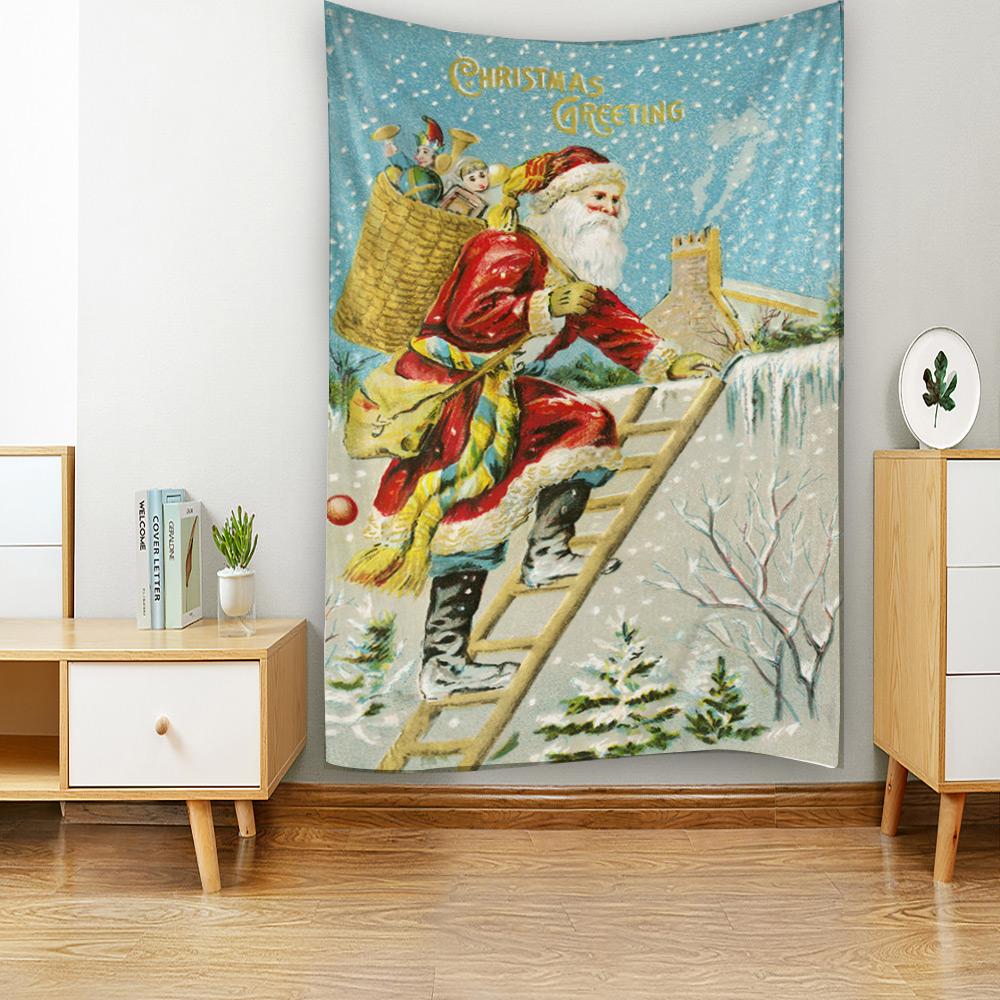 Новый год Рождество Санта-Клаус настенный гобелен арт-деко одеяло занавес висит дома спальня гостиная украшение