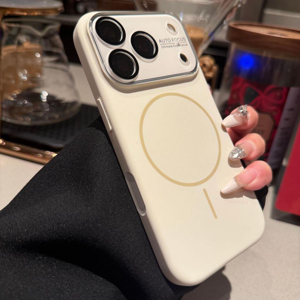 iPhone 17 Magnetic Silicone Window Case with Apple 16 Lens Film, Solid Color Protective Cover