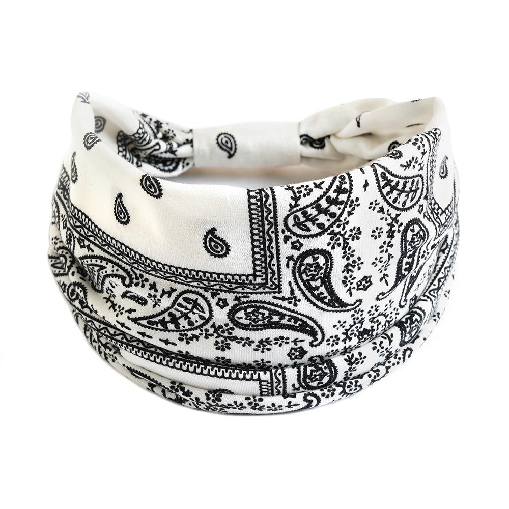 New Boho Cotton Wide Headband for Women Cashew Leopard Flower Print Turban Headwrap Knot Hairband Bandana Girls Hair Accessories