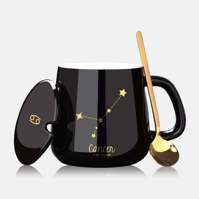 Персонализированная керамическая кружка для кофе с крышкой и ложкой - Праздничный дизайн для пар