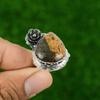 925 Sterling Silver Bauxite Stone Anniversary Statement Handcrafted Flower Ring
