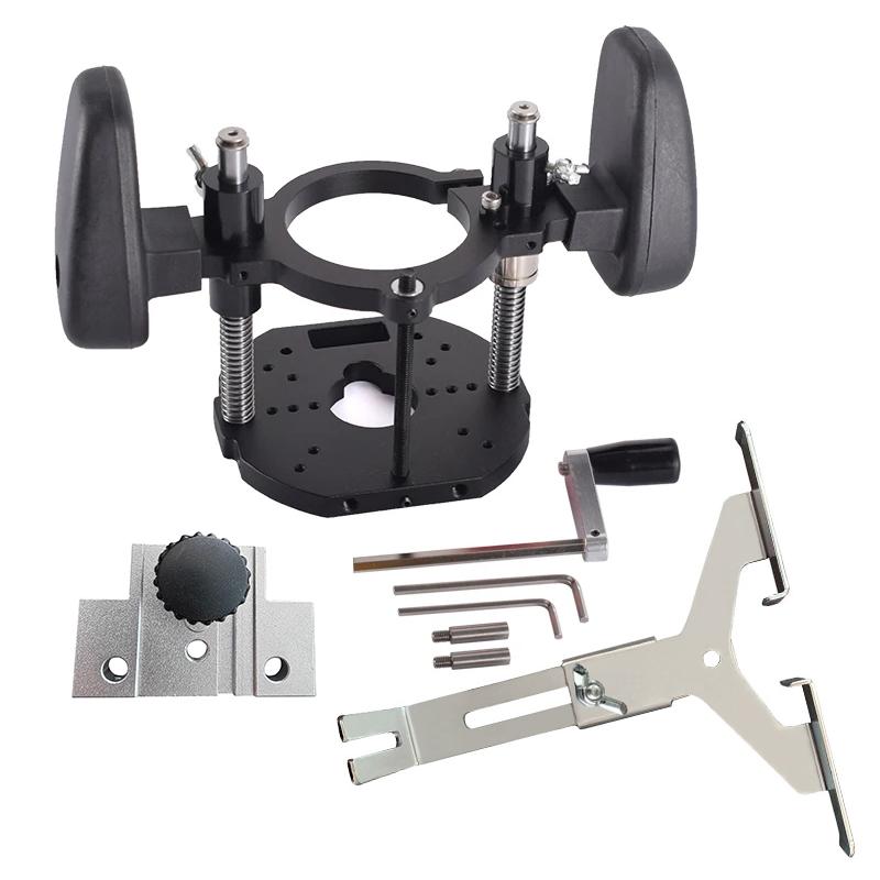 2 In 1 Compact Router Plunge Base, For 65mm Universal Motor Router Lift For Woodworking Benches Table Saw Aluminum Alloy Tool