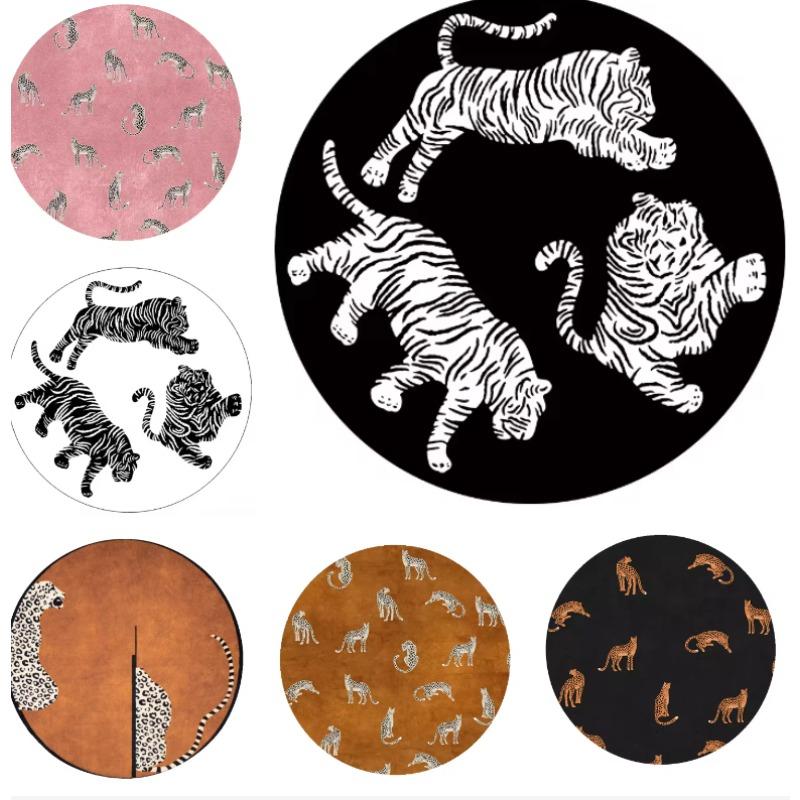 Round Carpet Leopard Tiger Pattern Bedroom Living Room Non Slip Mat Home Wear Resistant and Stainproof Rug Home Decoration