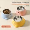 Новая миска для собаки, маленькая миска в форме динозавра для кормления, со скошенным краем и защитой шеи, это набор из нержавеющей стали для еды для домашних животных кошек