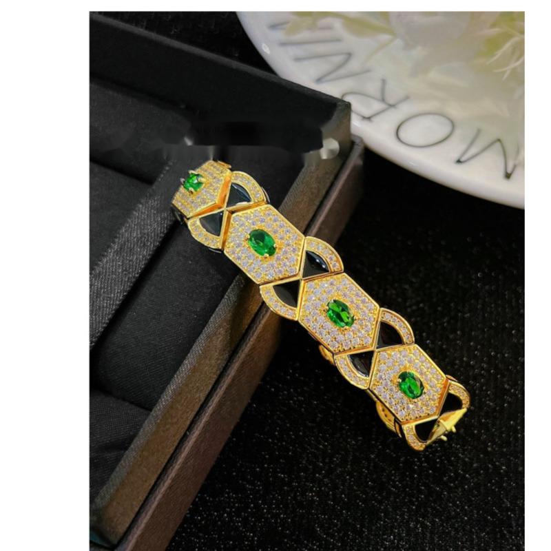 BELLA BOX Французский современный благородный изумрудный браслет с черным лаком, подходящий для женского свадебного банкета, ювелирные изделия высокого класса