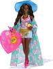 Barbie Extra Fly Doll with Travel Clothes Tropical Coverup with Oversized Hat Bag Beach-Themed & Accessories, &