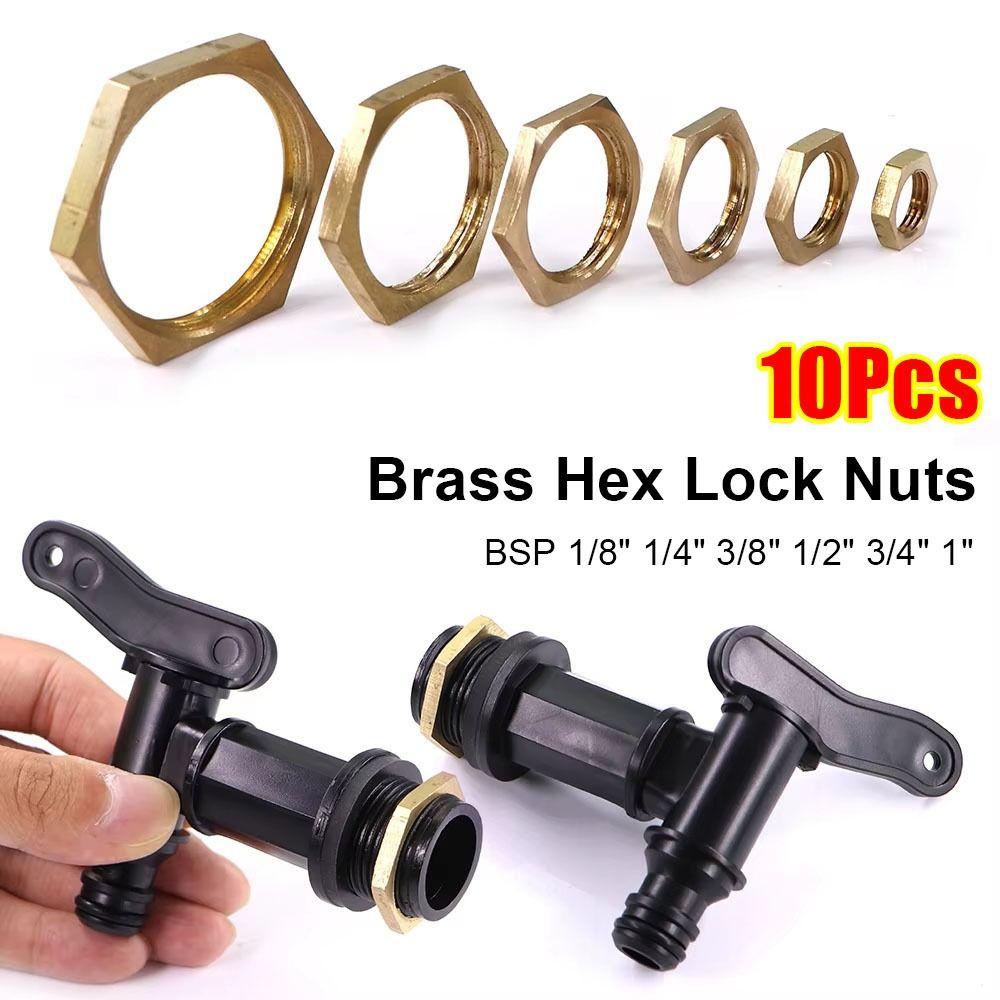 10 шт. Латунные шестигранные стопорные гайки BSP 1/8" 1/4" 3/8" 1/2" 3/4" 1" Внутренняя резьба Фланцевая гайка Шестигранный хвостовик Заглушка Соединение для бака для воды