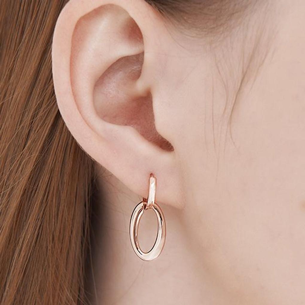 Серьги-капли круглые массивные на застежке-щелчке 14K GF C24EGF194