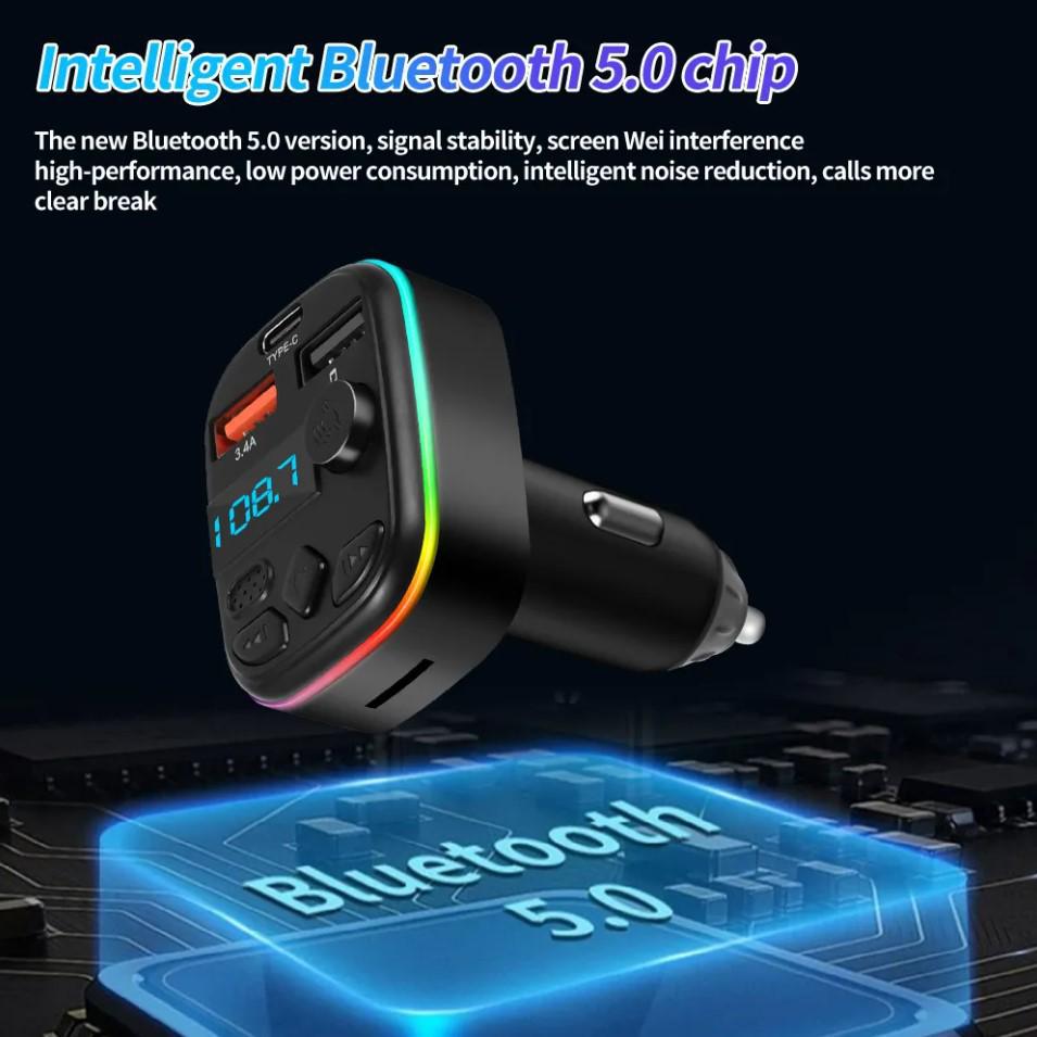Автомобильный Bluetooth FM-передатчик с MP3, функцией громкой связи, слотом для карты и зарядным устройством 3A