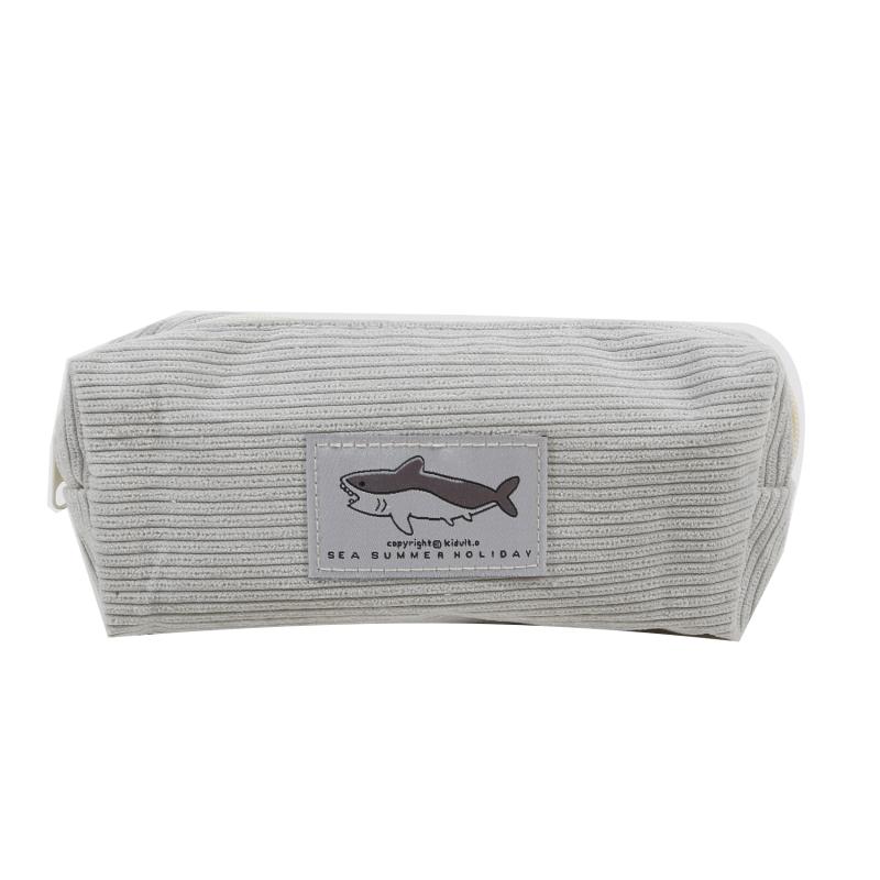 Милый вельветовый пенал с маленькой акулой, ручка для вышивки, сумка, подарок для девочек и детей, школьные и офисные канцелярские принадлежности, органайзер