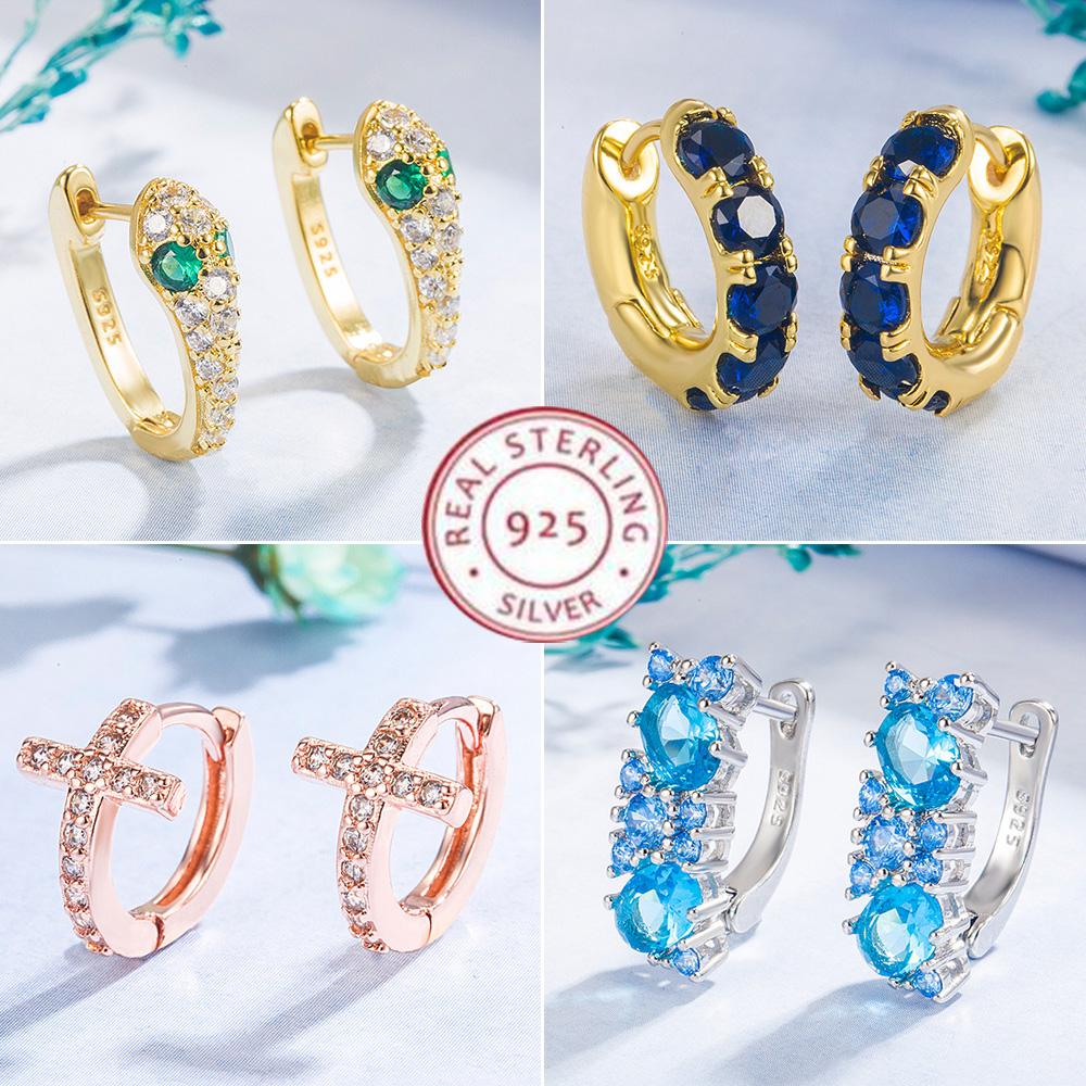 925 Silver Stud Earrings AAA Zircon High Quality For Women Earring Wedding Fine Fashion Jewelry Accessories Party Gift